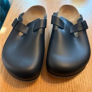 Birkenstock Black Leather Clogs